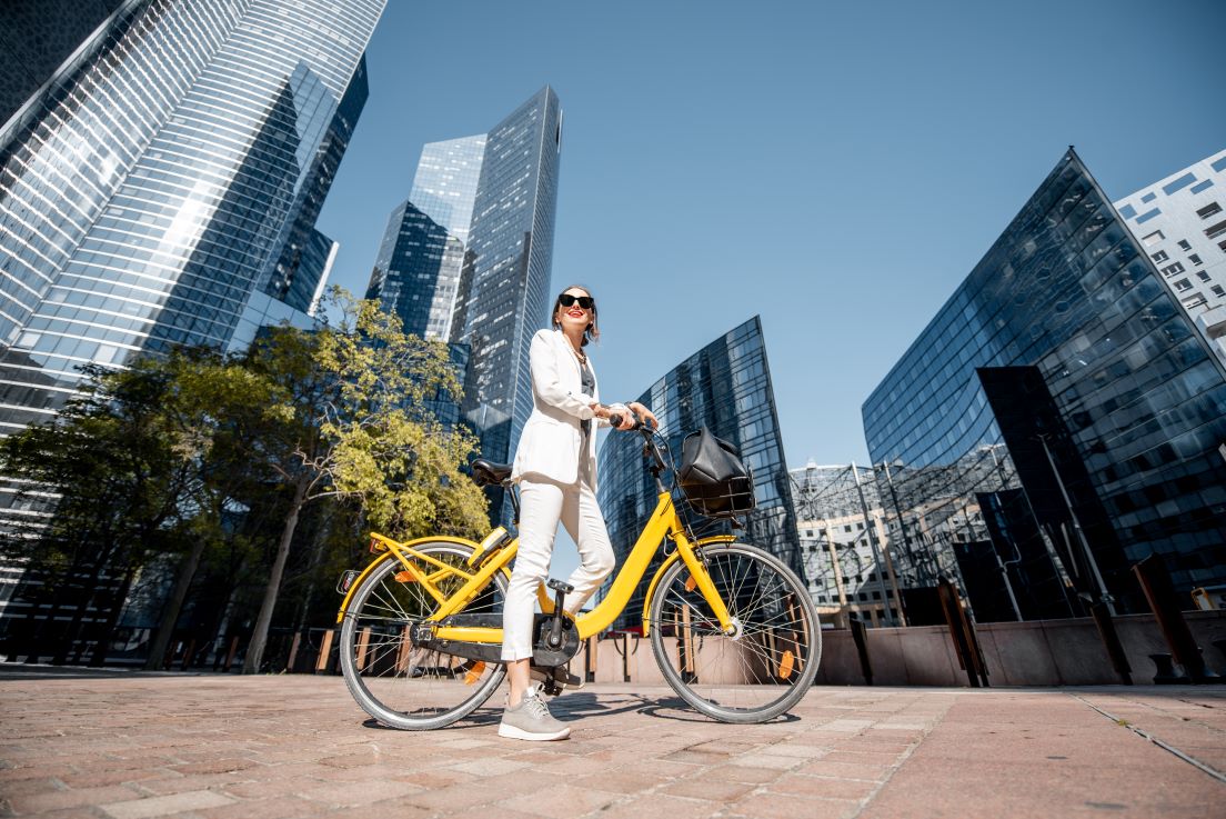 Business Woman with a Bicycle